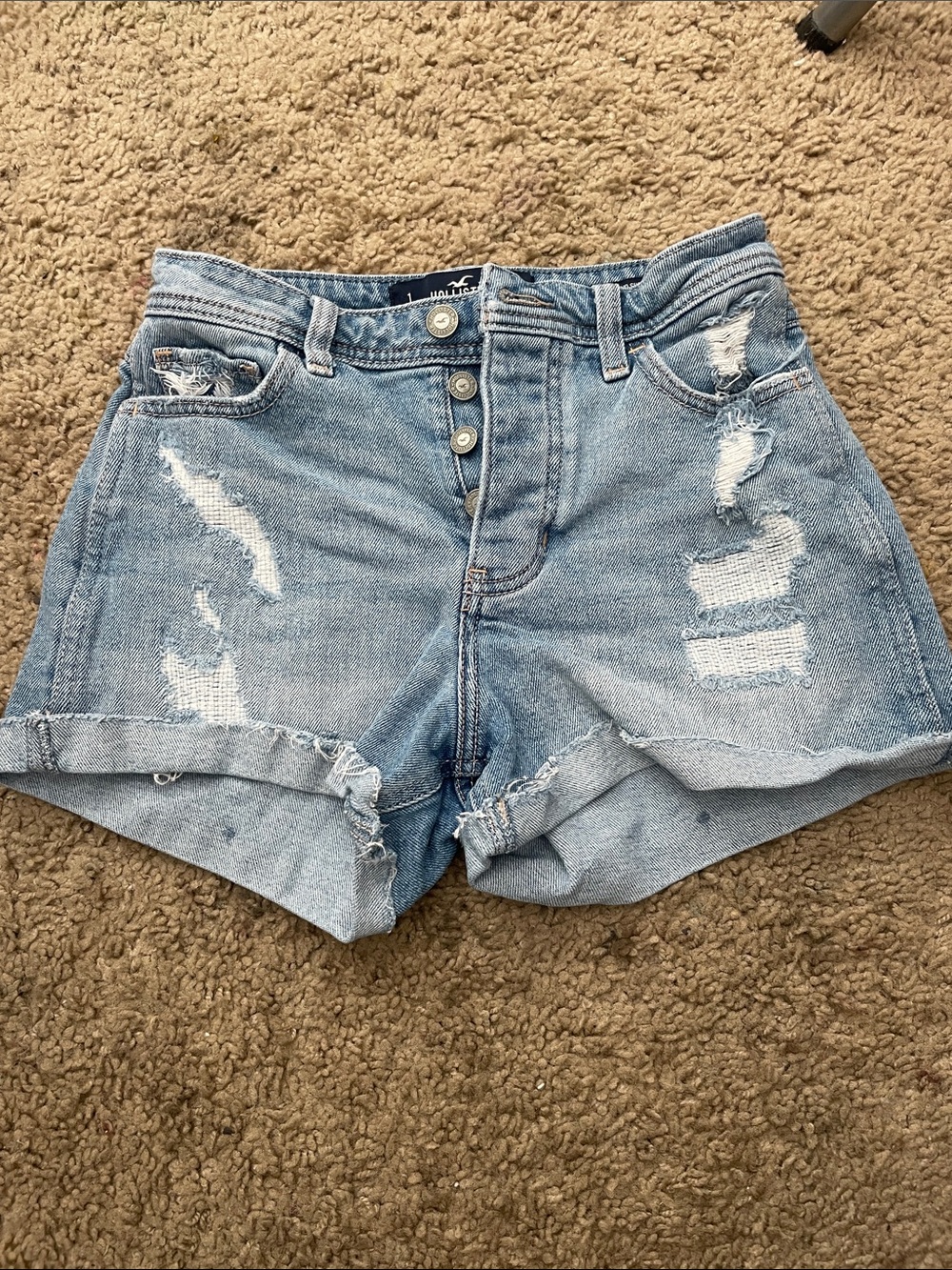 Distressed Light Blue Denim Women’s Shorts